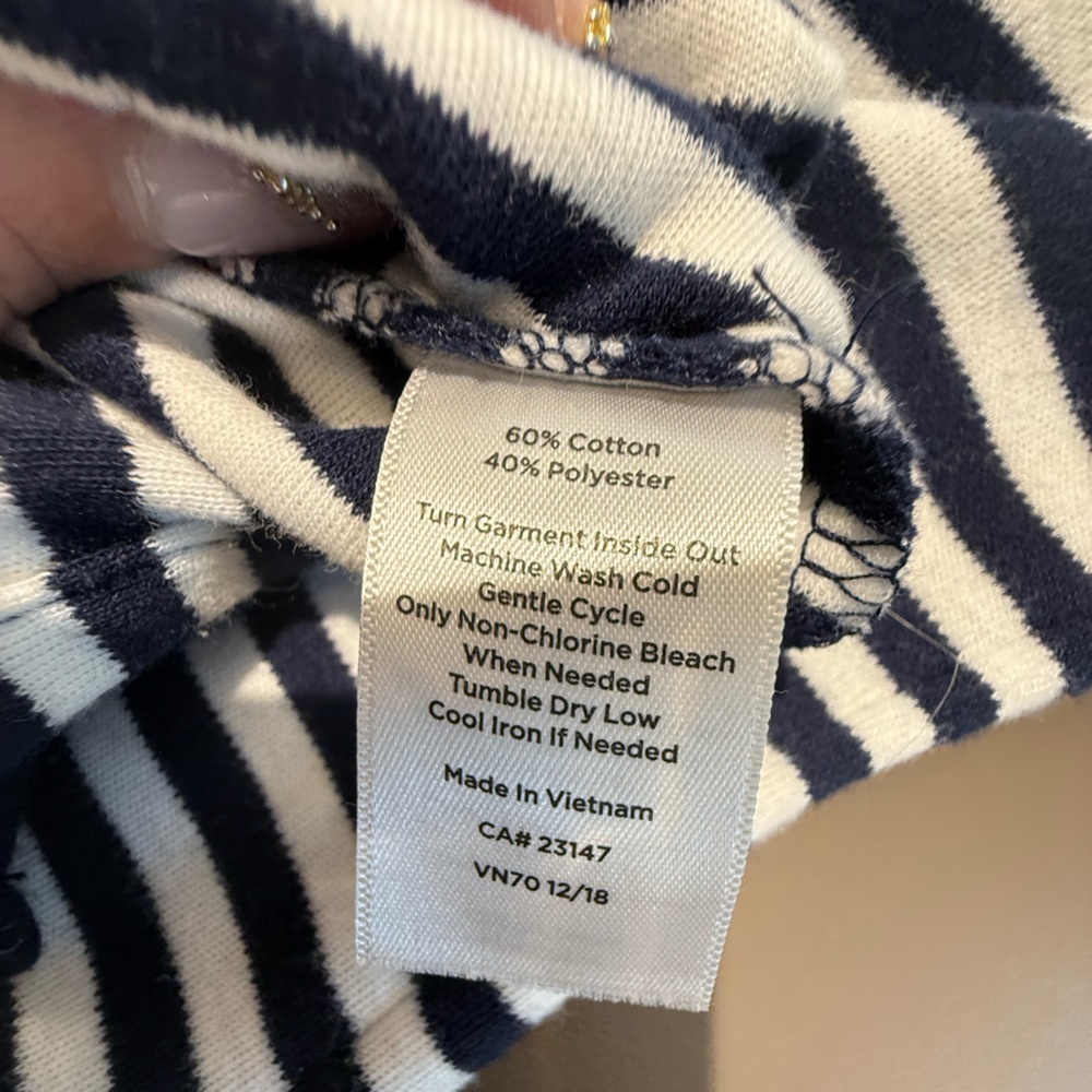Talbots Navy and White Striped 3/4 Sleeve V-neck Tunic Size Medium - Picture 8 of 8